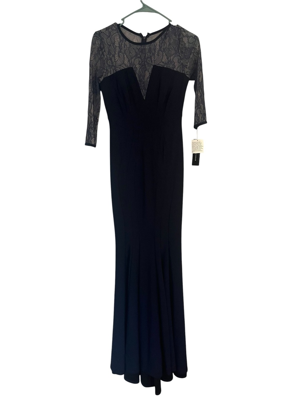 Betsy & Adam Navy Blue Lace Illusion Gown Formal Dress Mother of Bride Groom 4 - Picture 5 of 11